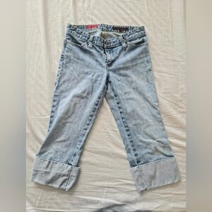 Ag Adriano Goldschmied Light Blue Cropped Cuffed Jeans